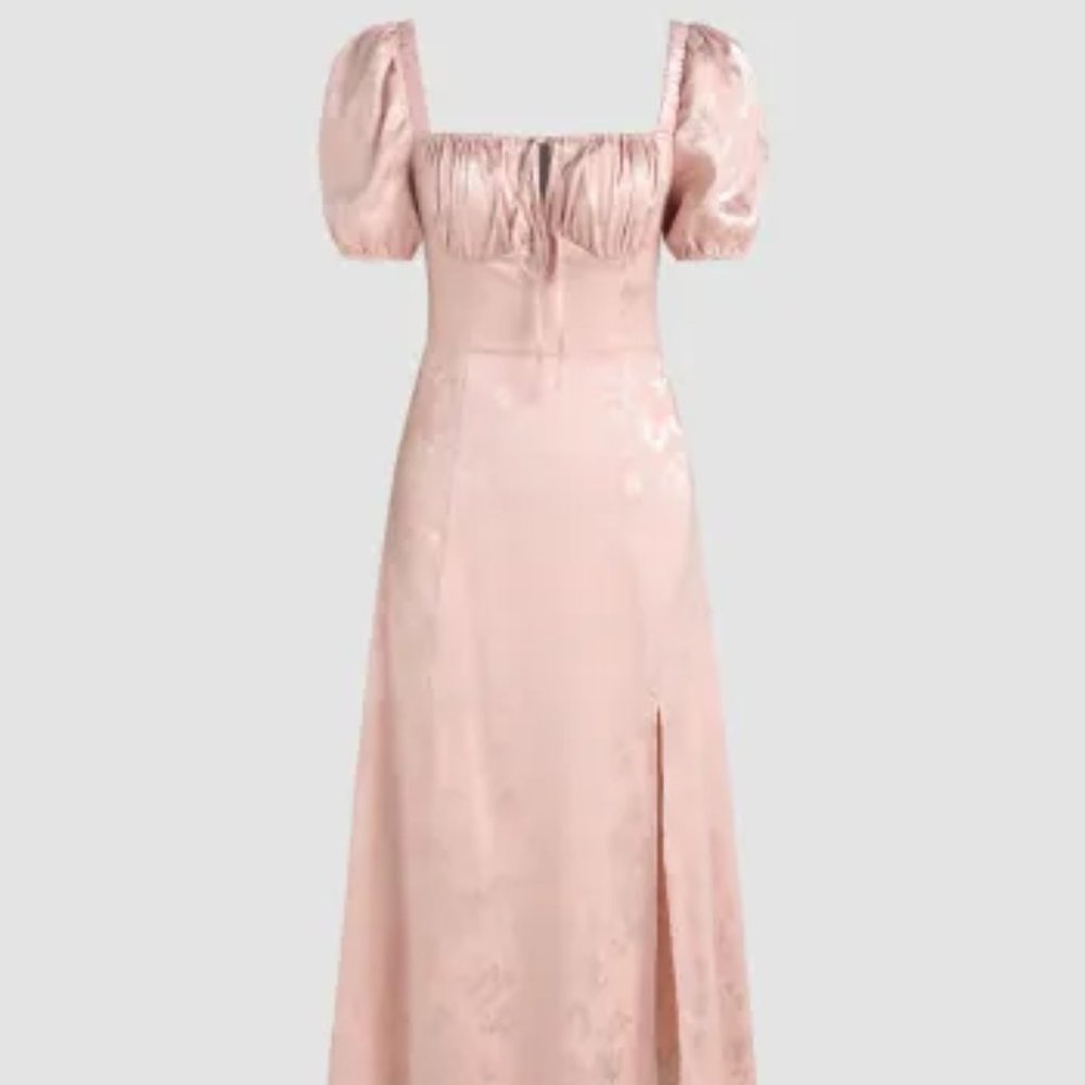 Cider Blush Pink Satin Floral Midi Dress NWT Medium